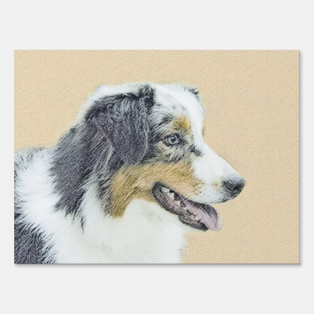 Australian Shepherd Painting - Original Dog Art Sign (Front)