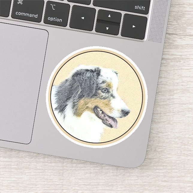 Australian Shepherd Painting - Original Dog Art Sticker (Detail)