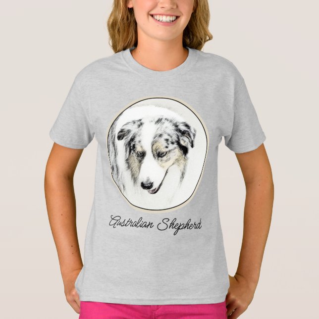 Australian Shepherd Painting - Original Dog Art T- T-Shirt (Front)