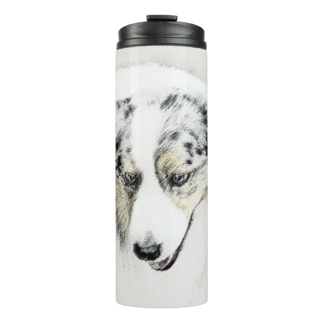 Australian Shepherd Painting - Original Dog Art Thermal Tumbler (Front)
