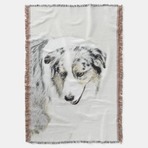 Australian Shepherd Painting _ Original Dog Art Throw Blanket