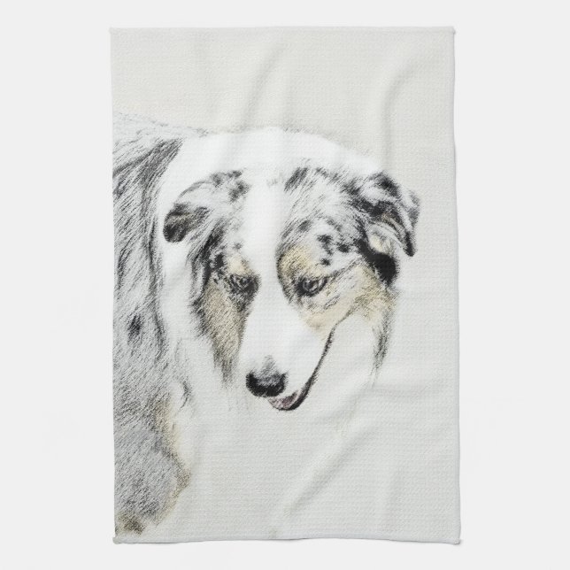 Australian Shepherd Painting - Original Dog Art Towel (Vertical)