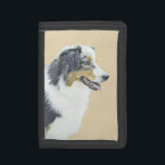 Australian Shepherd Painting - Original Dog Art Trifold Wallet<br><div class="desc">Australian Shepherd dog portrait, original painting. We specialize in cute and funny original art. Buy this for yourself or as a great gift for your Australian Shepherd loving friends. Be creative - click on CUSTOMIZE to add/remove/change text, resize the picture, change colors or anything else the customization tool will allow!...</div>