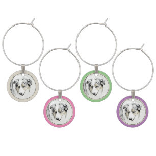 Australian Shepherd Painting - Original Dog Art Wine Charm