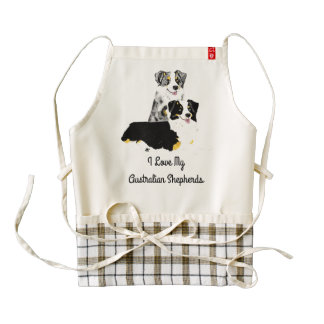 Australian Shepherd Pair, Black Tri and Blue Merle Zazzle HEART Apron
