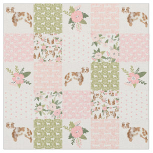 Australian Shepherd patchwork cheater quilt 4" Fabric