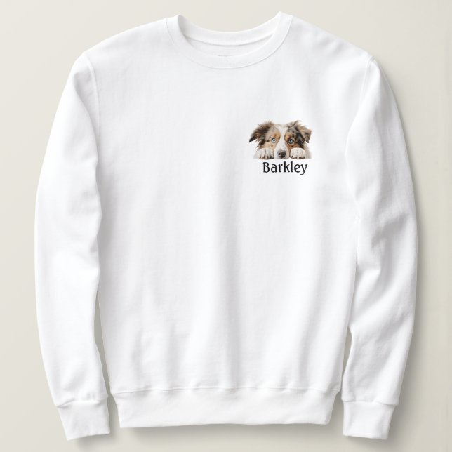 Australian Shepherd Peeking Personalized  Sweatshirt (Design Front)