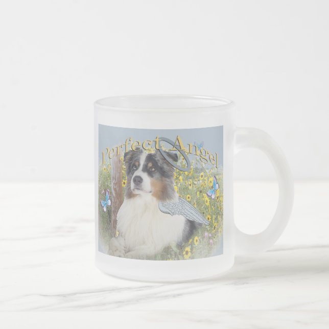 Australian Shepherd Perfect Angel Frosted Glass Coffee Mug (Right)