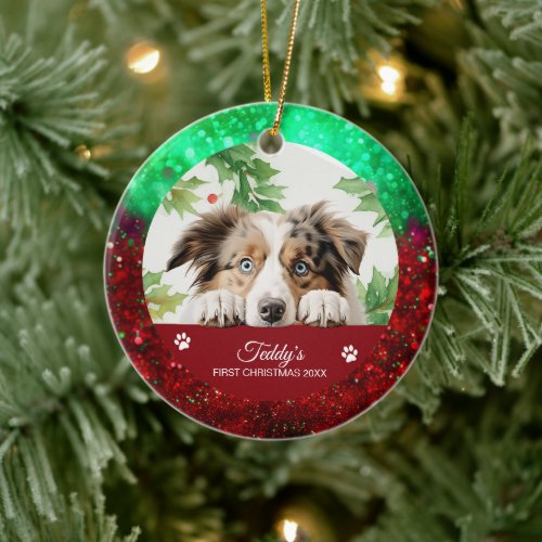 Australian Shepherd Personalized Christmas Ceramic Ornament