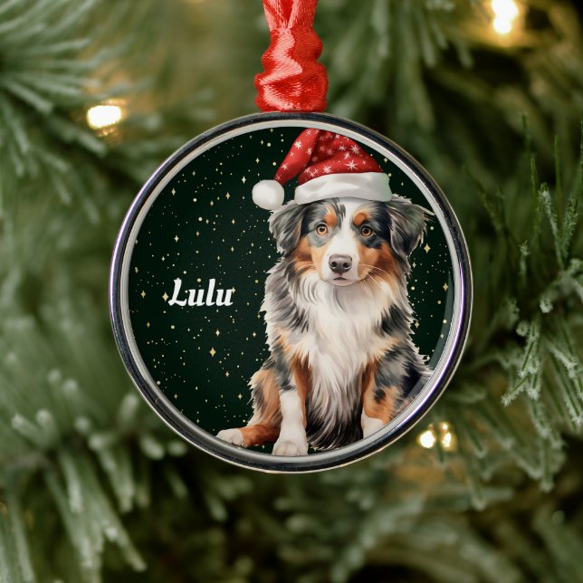 Australian Shepherd Personalized Christmas  Metal Ornament (Tree)