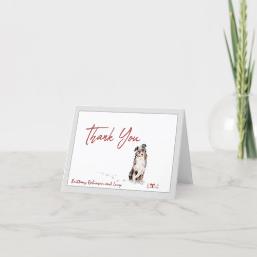 Australian Shepherd Pet Dog Personalize Bone   Thank You Card