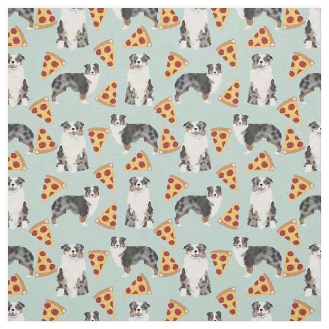 Australian Shepherd pizza fabric cute dog design (Swatch)