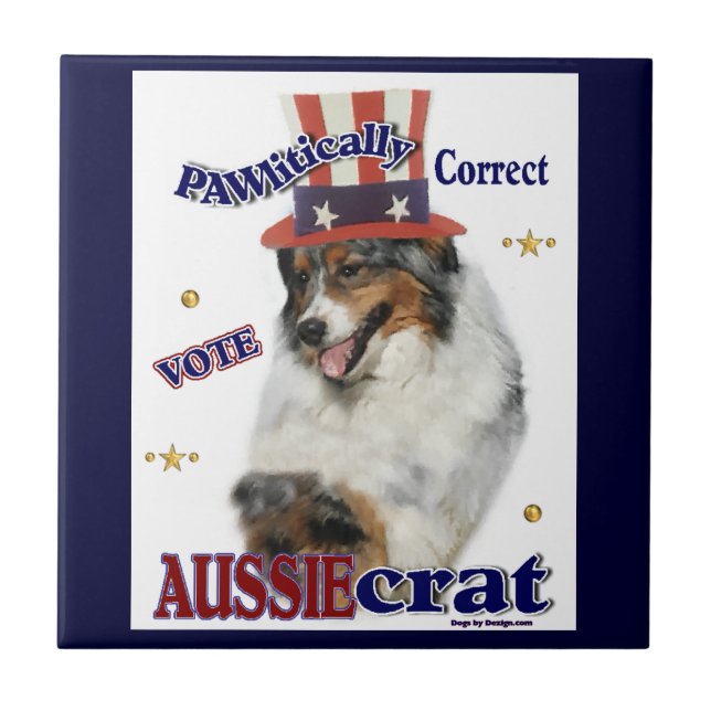 Australian Shepherd Political Humor Tile (Front)
