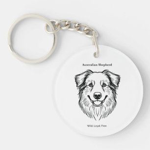 Australian Shepherd Portrait Keychain
