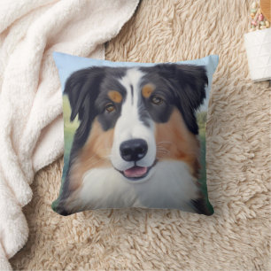 Australian Shepherd Portrait - Throw Pillow
