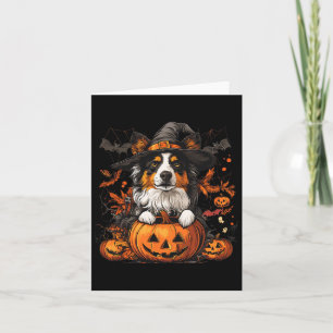 Australian Shepherd Pumpkin Halloween Thanksgiving Card