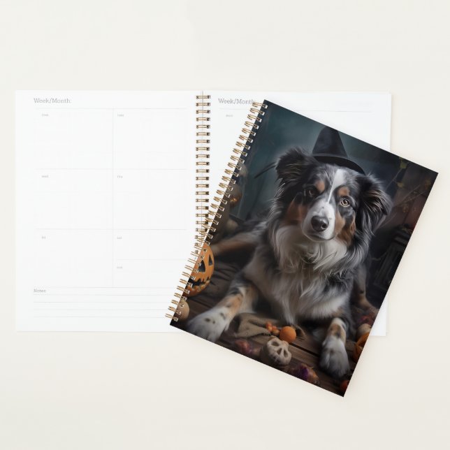 Australian Shepherd Pumpkins Halloween Scary Planner (Display)
