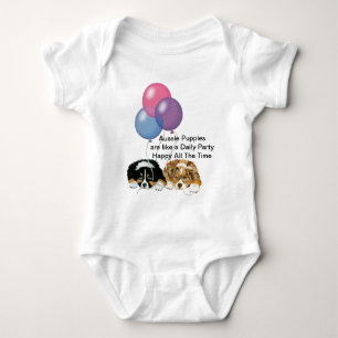 Australian Shepherd Puppies Daily Party Baby Bodysuit