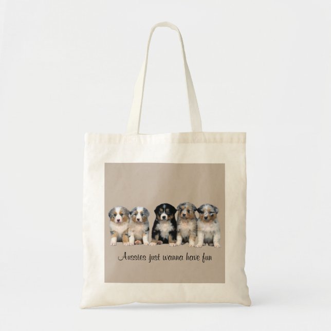 Australian Shepherd Puppies Tote Bag (Front)