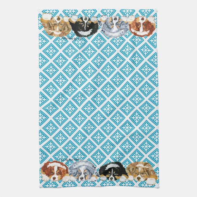Australian Shepherd Puppies Towel (Vertical)
