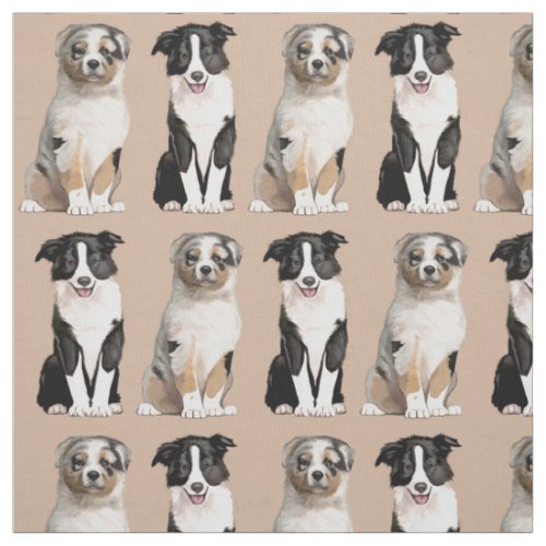 Australian Shepherd Puppy and Border Collie Fabric