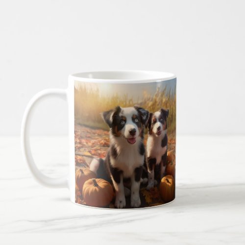 Australian Shepherd Puppy Autumn Delight Pumpkin Coffee Mug