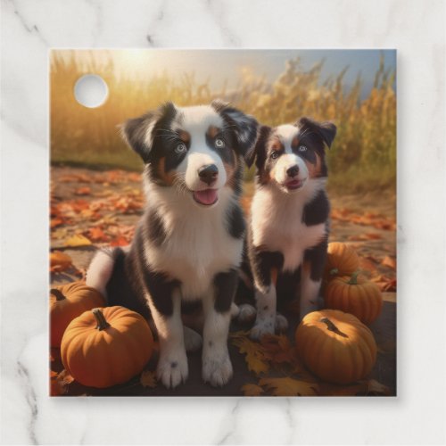 Australian Shepherd Puppy Autumn Delight Pumpkin Favor Tags