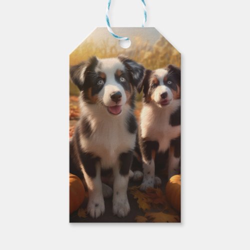 Australian Shepherd Puppy Autumn Delight Pumpkin Gift Tags