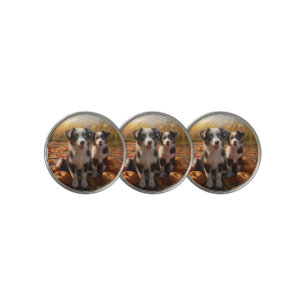 Australian Shepherd Puppy Autumn Delight Pumpkin Golf Ball Marker