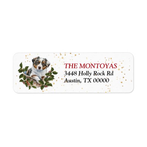 Australian Shepherd Puppy Basket Return Address Label