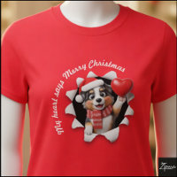 Australian Shepherd Puppy Christmas Heart Scarf