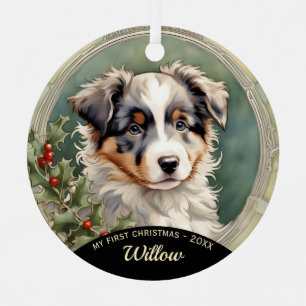 Australian Shepherd Puppy First Christmas Ornament