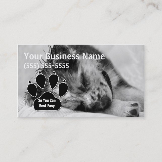 Australian Shepherd Puppy Pet Sitter Business Card (Front)