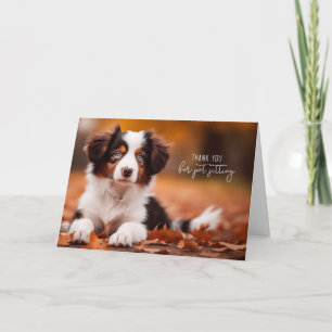 Australian Shepherd Puppy Pet Sitter Letterpress Thank You Card