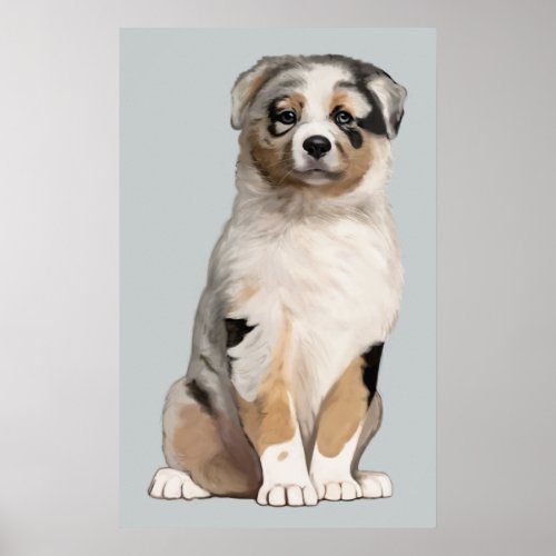 Australian Shepherd Puppy Poster