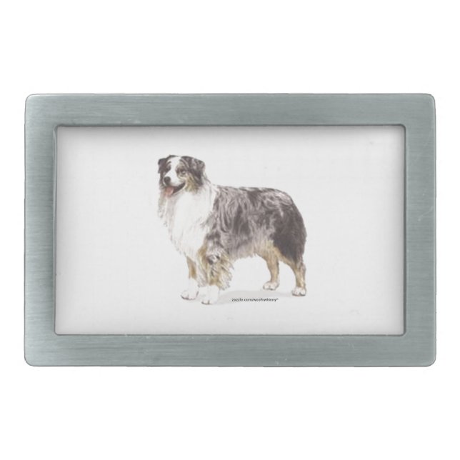 Australian Shepherd Rectangular Belt Buckle (Front)