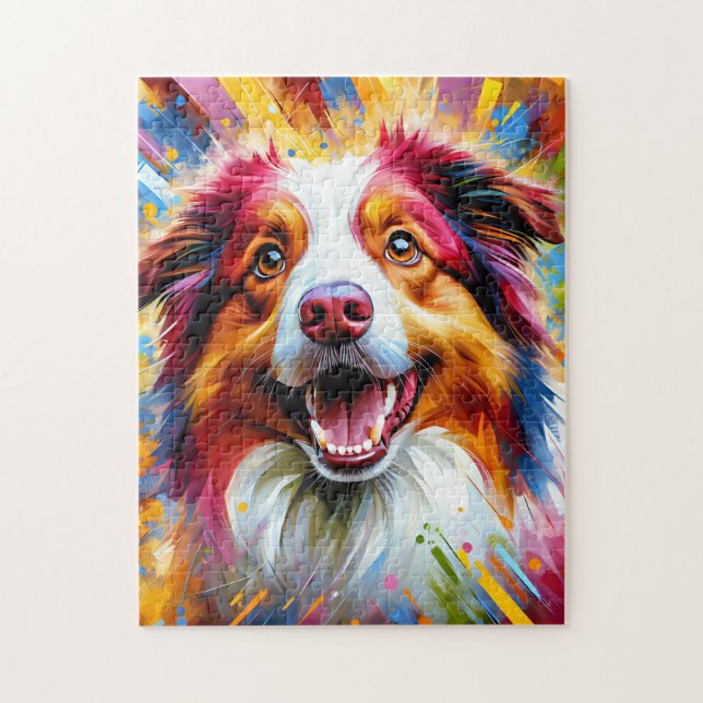 Australian Shepherd Red Merle Dog Acrylic Print Jigsaw Puzzle (Vertical)