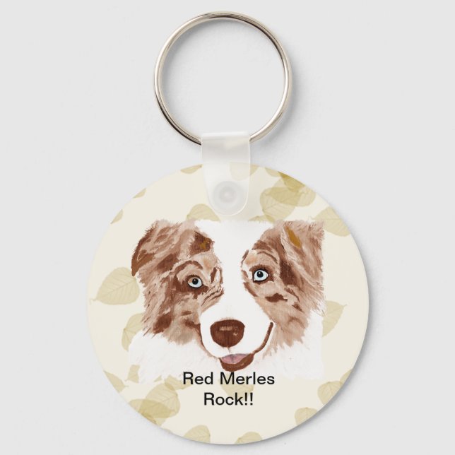 Australian Shepherd Red Merle Dog Keychain (Front)
