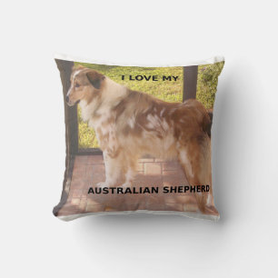 Australian_shepherd red merle love w pic throw pillow