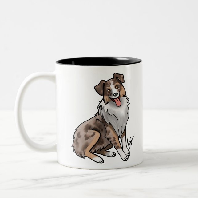 Australian Shepherd - Red Merle Two-Tone Coffee Mu Two-Tone Coffee Mug (Left)
