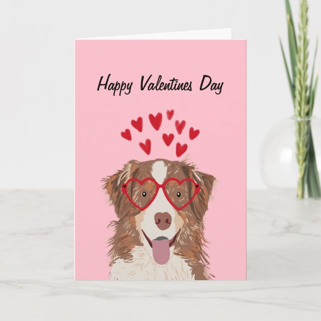 Australian Shepherd Red merle valentines dog card (Front)