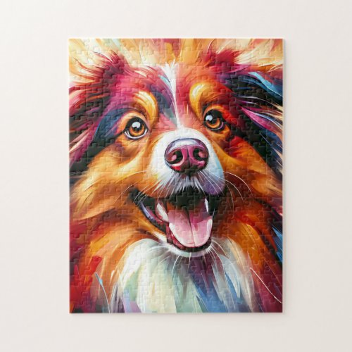 Australian Shepherd Red Tri_Color Dog Acrylic Jigsaw Puzzle