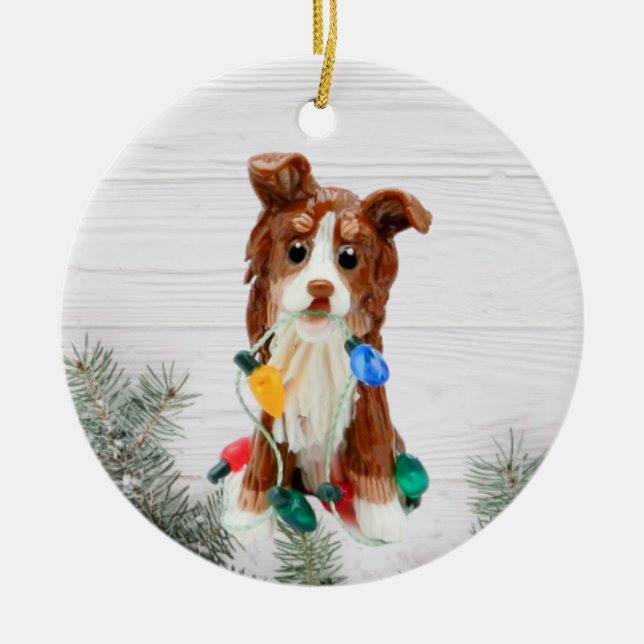 Australian Shepherd Red Tricolor  Ceramic Ornament (Front)