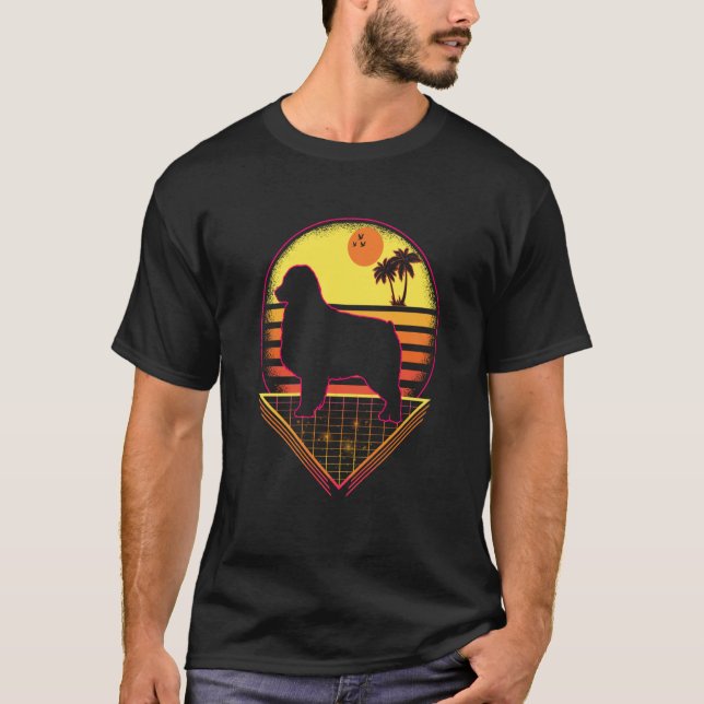 Australian Shepherd Retro Sunset Vintage  Dog T-Shirt (Front)