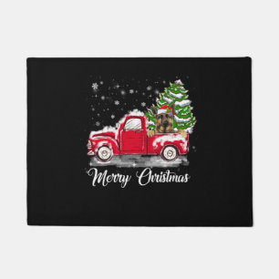 Australian Shepherd Ride Red Truck Christmas Pajam Doormat