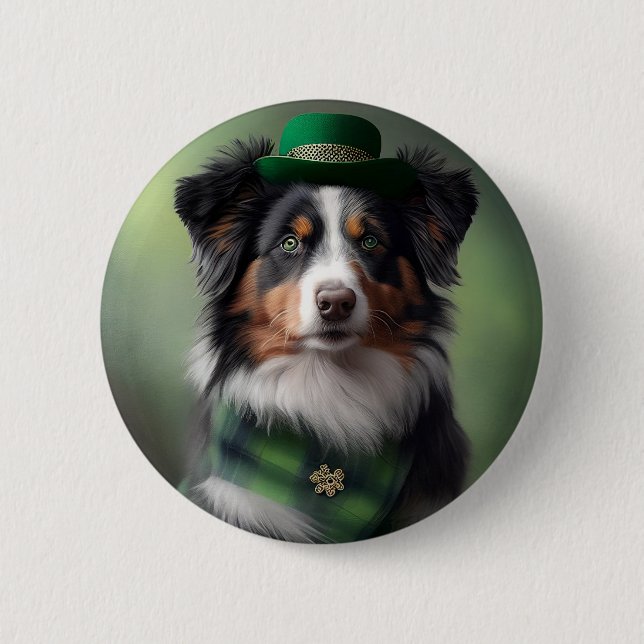 australian shepherd saint patrick button (Front)