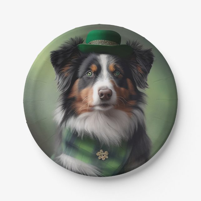 australian shepherd saint patrick paper plates (Front)