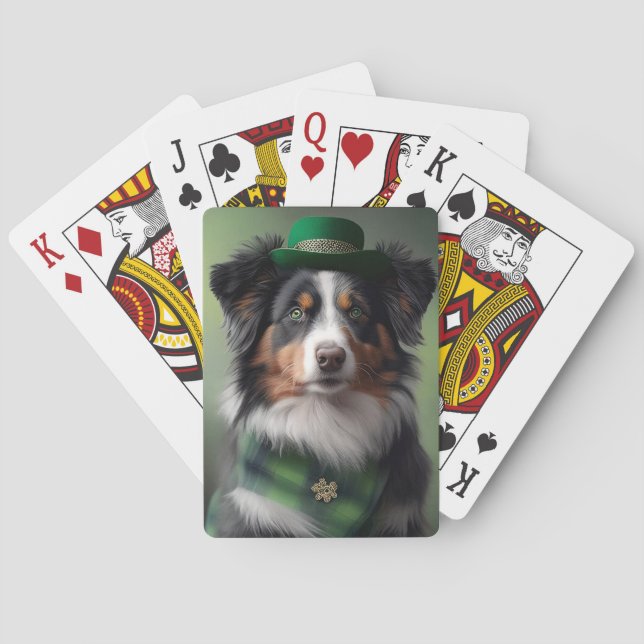 australian shepherd saint patrick poker cards (Back)