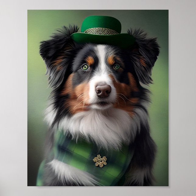 australian shepherd saint patrick poster (Front)