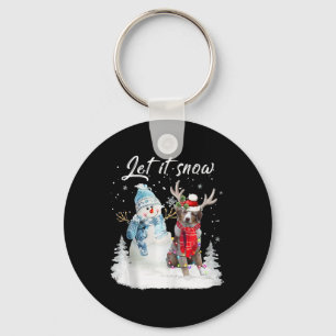 Australian Shepherd Santa Dog Christmas Snowman Xm Keychain